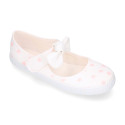 Cotton canvas Little Mary Janes with hook and loop strap and STARS print.