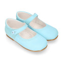 Soft suede leather Halter Mary Jane shoes in pastel colors.