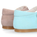 Soft suede leather Halter Mary Jane shoes in pastel colors.