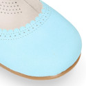 Soft suede leather Halter Mary Jane shoes in pastel colors.