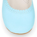 Soft suede leather Halter Mary Jane shoes in pastel colors.