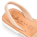 Extra soft LEATHER Menorquina sandals with rear strap and glitter design.