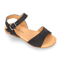 Suede leather Sandal shoes for toddler girl.