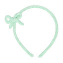 Headband for girl's hair with wool bow in spring summer colors.