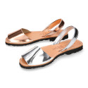 New Metal finish leather Menorquina sandals with mirror effect.