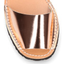 New Metal finish leather Menorquina sandals with mirror effect.