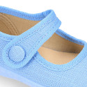 Dress cotton canvas Little Mary Janes with hook and loop strap.