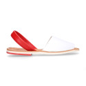 White leather Menorquina sandal shoes with combined rear strap.