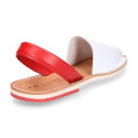 White leather Menorquina sandal shoes with combined rear strap.