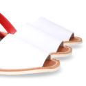 White leather Menorquina sandal shoes with combined rear strap.