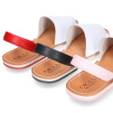 White leather Menorquina sandal shoes with combined rear strap.