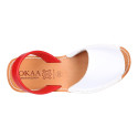 White leather Menorquina sandal shoes with combined rear strap.