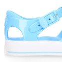 Jelly shoes tennis style design in solid colors.