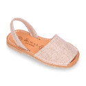 LINEN canvas Menorquina sandals with rear strap and flexible soles.