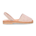 LINEN canvas Menorquina sandals with rear strap and flexible soles.