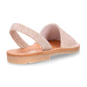 LINEN canvas Menorquina sandals with rear strap and flexible soles.