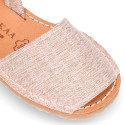 LINEN canvas Menorquina sandals with rear strap and flexible soles.