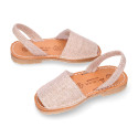 LINEN canvas Menorquina sandals with rear strap and flexible soles.