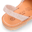 LINEN canvas Menorquina sandals with rear strap and flexible soles.