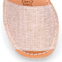 LINEN canvas Menorquina sandals with rear strap and flexible soles.