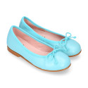 EXTRA SOFT goat skin leather ballet flat shoes with ribbon.