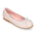 EXTRA SOFT goat skin leather ballet flat shoes with ribbon.