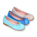 EXTRA SOFT goat skin leather ballet flat shoes with ribbon.