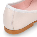 EXTRA SOFT goat skin leather ballet flat shoes with ribbon.