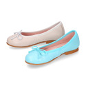 EXTRA SOFT goat skin leather ballet flat shoes with ribbon.