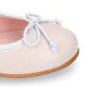 EXTRA SOFT goat skin leather ballet flat shoes with ribbon.