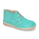 Classic Suede leather safari boots in spring colors.