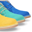 Classic Suede leather safari boots in spring colors.