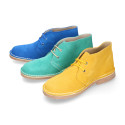 Classic Suede leather safari boots in spring colors.