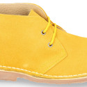 Classic Suede leather safari boots in spring colors.