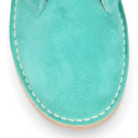 Classic Suede leather safari boots in spring colors.