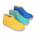 Classic Suede leather safari boots in spring colors.