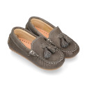 EXTRA SOFT nappa leather Moccasin shoes with tassels for little kids.