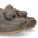EXTRA SOFT nappa leather Moccasin shoes with tassels for little kids.
