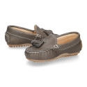 EXTRA SOFT nappa leather Moccasin shoes with tassels for little kids.