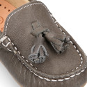 EXTRA SOFT nappa leather Moccasin shoes with tassels for little kids.