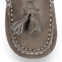 EXTRA SOFT nappa leather Moccasin shoes with tassels for little kids.