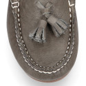 EXTRA SOFT nappa leather Moccasin shoes with tassels.