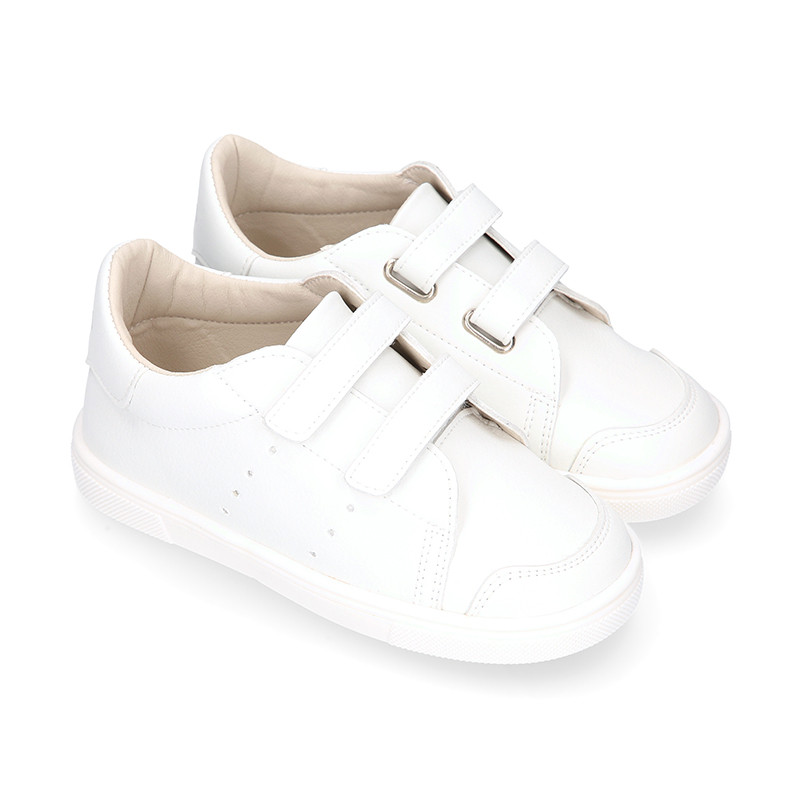 White Double Strap Cupsole Trainers | Kids | George at ASDA