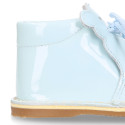 Little bear safari boots in soft colors patent leather.