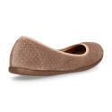 Special shiny velvet canvas ballet flat shoes with crystals.