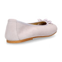 New suede leather Ballet flats with crossed ribbons.