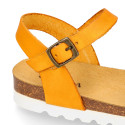 Combined leather sandal shoes with buckle fastening.