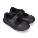 School Washable Nappa leather Mary Jane shoes laceless with reinforced toe cap.