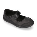 School Washable Nappa leather Mary Jane shoes laceless with reinforced toe cap.