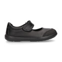 School Washable Nappa leather Mary Jane shoes laceless with reinforced toe cap.